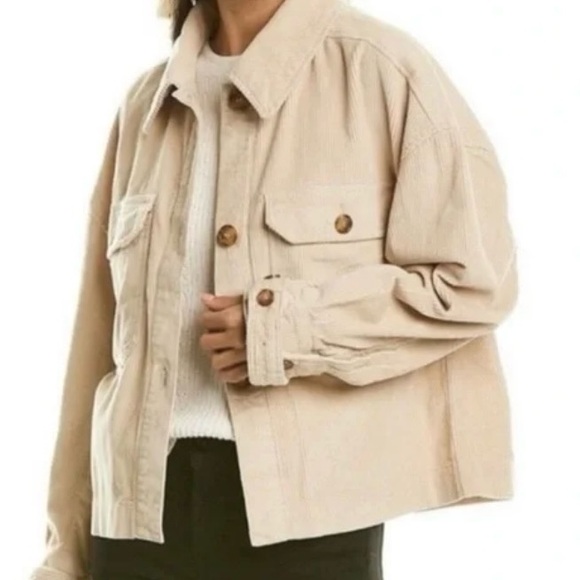 Avec Les Filles Jackets & Blazers - Avec Les Filles Creamy Beige Cordury Oversized Cropped
Jacket